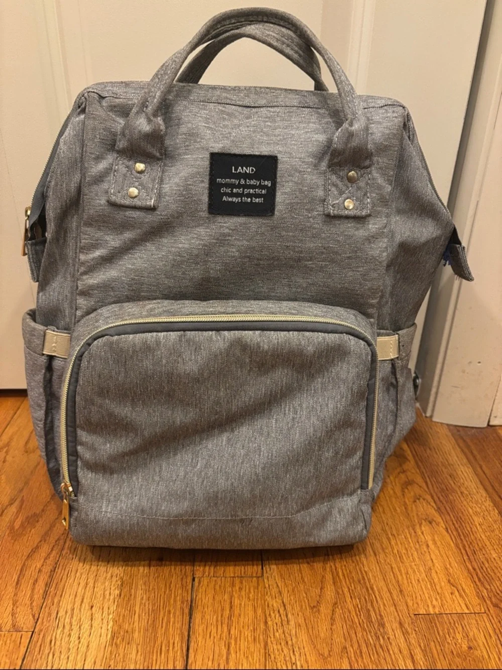 LAND Gray Mommy & Baby Bag Backpack
